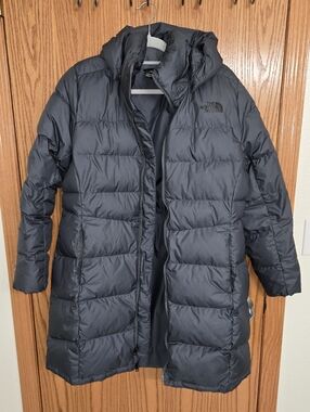 The North Face Women’s Long Puffer Coat in Dark Gray